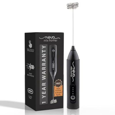 GetSetNova Rechargeable Milk Frother & Coffee | 1 Year Replacement Warranty | Free Coffee Frothing Recipe Book