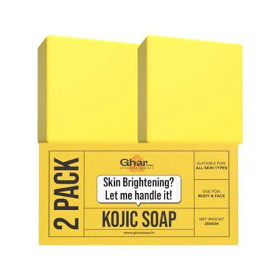 GHAR SOAPS Kojic Acid 2% Soap with Niacinamide | For Pigmentation, Sun damage, Brightening Underarm & Reduces Dark Spot | Soap for Men & Women | Suitable for All Skin Types |(Pack of 2) (100 g x 2)