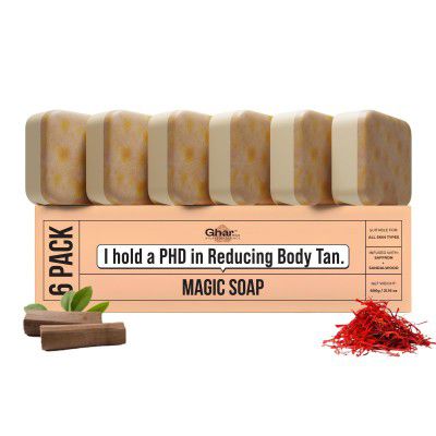 Ghar Soaps Sandalwood & Saffron Magic Soaps For Reduce Tan (100 Gms Pack Of 6)
