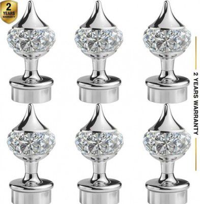Ghazian Silver Curtain Knobs, Rod Rail Bracket Metal (Pack of 6)