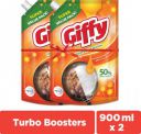 Giffy Liquid Dish Wash Gel 50% More Effective with Turbo Boosters Dish Cleaning Gel (Orange, 2 x 0.9 L)...