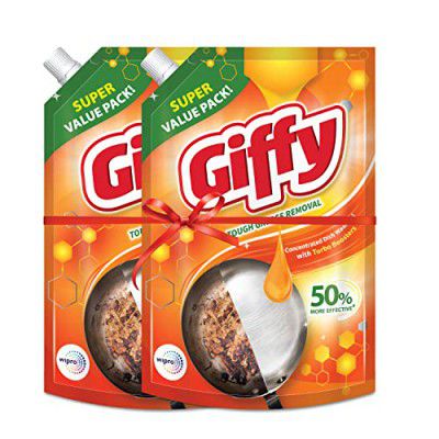 Giffy Liquid Dish Wash Gel with Turbo Boosters - 900ml (Pack of 2)
