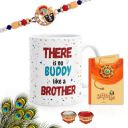 Gift Arcadia Rakhi for Brother with Printed Ceramic Mug Combo |Pack of 4 (Greeting Card, Roli Chawal, Rakhi, Printed Mug) | Best Gift for Brother (White-1)...
