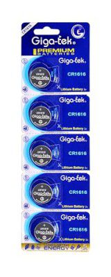 Giga-tek CR1616 Lithium Coin Battery - Pack of 5