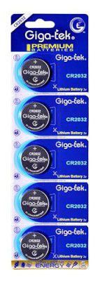 Giga-tek CR2032 Lithium Coin Premium Battery - Pack of 5