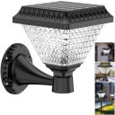 Gigawatts 33 LED Solar Gate Pillar Lamp 10W Brightness 1200mAh Battery ABS Garden Warm Natural White+RGB Lights with Wall Mount, Spike Stand, Boundary Fitting Remote for Outdoor- (Square, 1 Pc)...