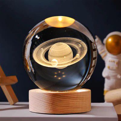 GIGAWATTS 3D Saturn Crystal Ball Night Light USB Table LED Lamp 