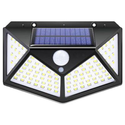 GIGAWATTS GW-601 100 LED Solar Wall Light with 5.5V Panel BIS Approved 800mAh Battery 120° Wide Angle Wireless Motion Sensor IP44 Rated Security Lamp