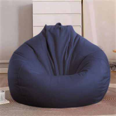 GIGLICK 4XL Faux Leather Bean Bag Filled with Beans | Ready To Use Teardrop Bean Bag With Bean Filling  (Indigo)