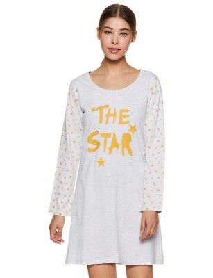 GiglyMigly Cotton Mid Length Long Sleeves Women Printed Sleepshirt Nightdress