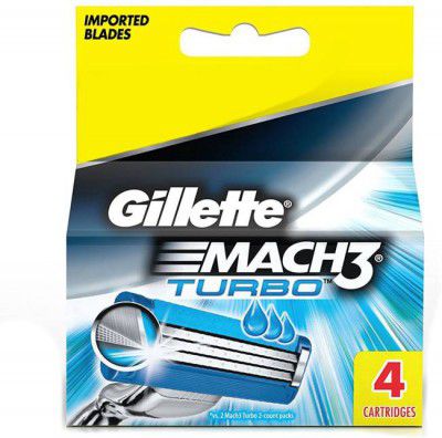 GILLETTE Mach 3 Turbo Cartridge  (Pack of 4)
