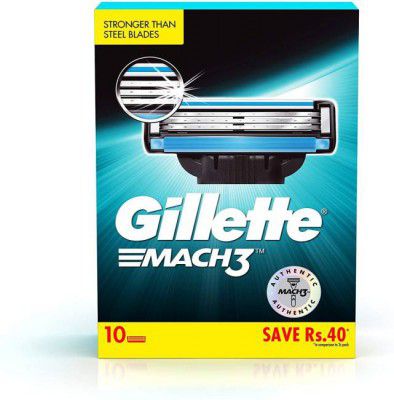 GILLETTE Mach3 Shaving 3-Bladed Cartridges (Pack of 10)