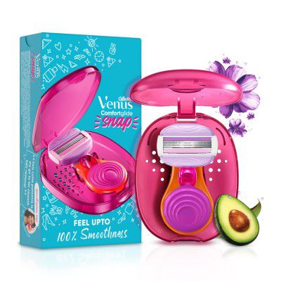 Gillette Venus Snap Hair Remover| Women Body Razor|Compact case|Soap gel bar with avocado