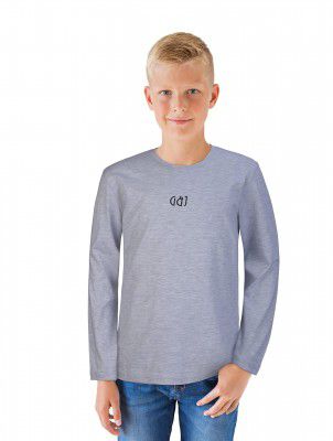 Gini & Jony Boys Grey Solid Knits T-Shirt Full Sleeves