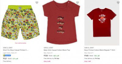 Gini & Jony kids Clothing Minimum 60% to 70% Off
