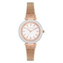Giordano Analog Silver/White Dial Women's Watch with Rose Gold Band...