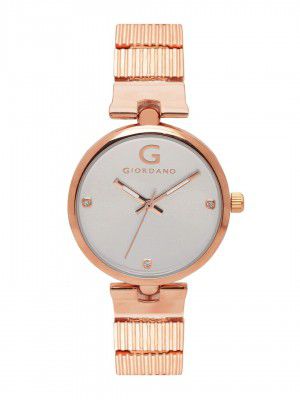 Giordano Analog Watch for Women with Crystal Studded Dial and Unique Designed Metal Strap for Women A2058