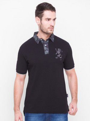 GIORDANO Men Black Polo Collar Slim Fit T-shirt
