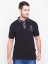 GIORDANO Men Black Solid Cotton Polo Collar Slim Fit T-shirt...