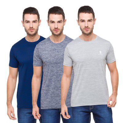 Giordano Men's Round Neck, Crew Neck Dry-Fit Tshirt - Pack of 3 Multicolour