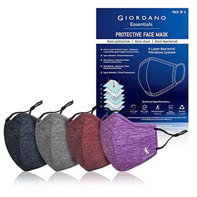 Giordano Sports Dri-fit Anti Pollution 6 Layer Reusable Outdoor Face Mask - Pack of 4