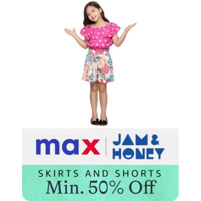 Girl's Skirts & Shorts from Max , Jam & Honey & More @ minimum 50% off