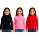 Girls Winter High Neck Sweater Pack of 3 – Full Sleeve Ribbed Pullover for Kids...