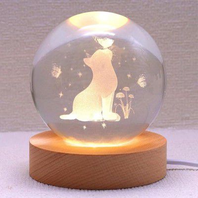 GITGRNTH 3D Cat Figurine Crystal Ball Lamp