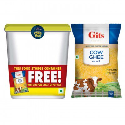 Gits Pure Cow Ghee 1L Pouch with Free Container