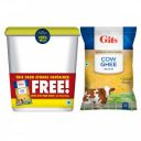 Gits Pure Cow Ghee 1L Pouch with Free Container...