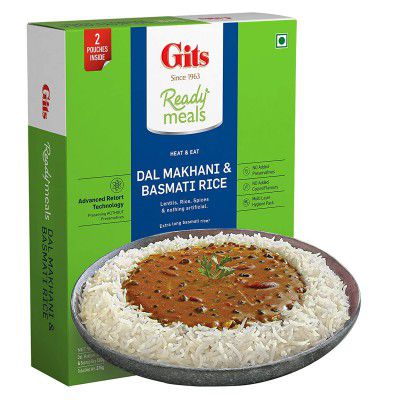 Gits Ready to Eat Basmati Rice + Dal Makhani Combo Meal, 1500g (Pack of 4 X 375g Each)