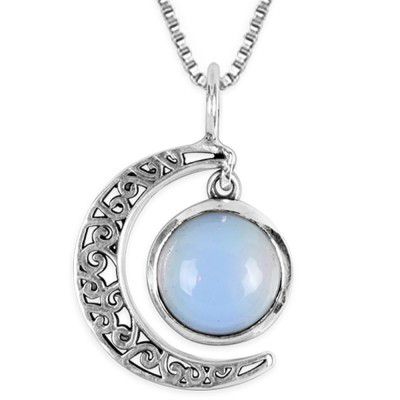 GIVA 925 Silver Oxidised Silver Moonstone Crescent Pendant with Box Chain | 925 Stamp | 6 Month Warranty