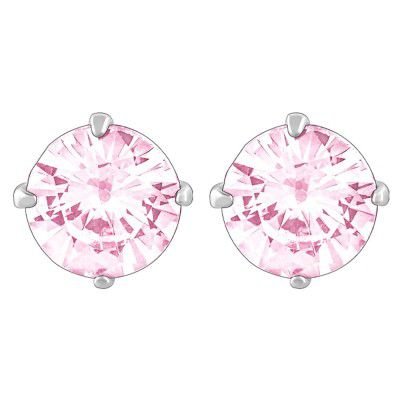 GIVA 925 Sterling Silver Pink Stoned Silver Studs | Gifts for Women and Girls | With Certificate of Authenticity and 925 Stamp