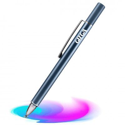 Gizga Essentials Capacitive Stylus Digital Smart Pen for Android and iOS Touchscreen Devices, Lightweight Aluminium Alloy Body, High Precision Disc Tip | Metallic Grey