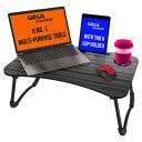 Gizga Essentials Foldable Laptop and Study Table for Student and Kids with Cup, Tablet and Mac Holder |Office Table | Bed Table| Breakfast Table, Portable/Ergonomic & Round Edges/Non-Slip Legs, Black...