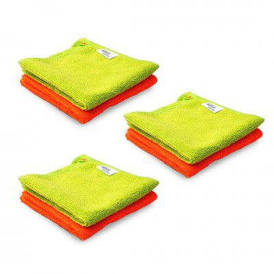 [6 PCs] Gizga Essentials Microfiber Cloth, 240 GSM, Highly Absorbent Multipurpose Cloth for Laptop, Mobile Screen Cleaning, Automotive Microfibre Towels for Car Bike Cleaning Polishing, Kitchen Cloth