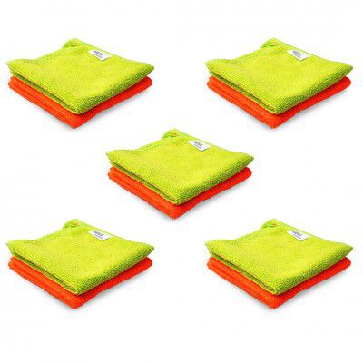 Gizga Essentials Microfiber Cloth, 240 GSM, Highly Absorbent Multipurpose Cloth for Laptop, Mobile Screen Cleaning, Automotive Microfibre Towels for Car Bike Cleaning Polishing, Kitchen Cloth, 10 unit