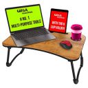 Gizga Essentials Multi-Purpose Portable & Foldable Wooden Desk for Bed Tray, Laptop Table, Study Table (Tan)...