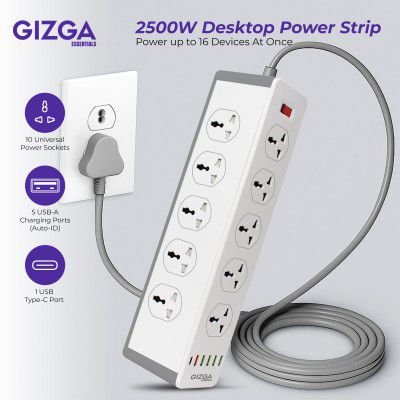 Gizga essentials Power Extension Board with 10 Universal SocketsAdapter