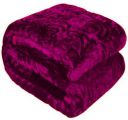 GKM Self Design Double Woollen Blanket for Heavy Winter  (Woollen Blend, Maroon)...