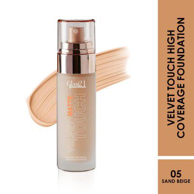 Glam 21 Velvet Touch Oil Control Silk Foundation | Waterproof, High Coverage | Sand Beige - 50Gm
