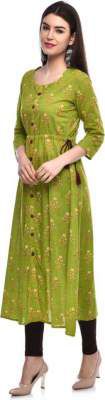 GLAM ROOTS Women Printed Cotton Blend A-line Kurta