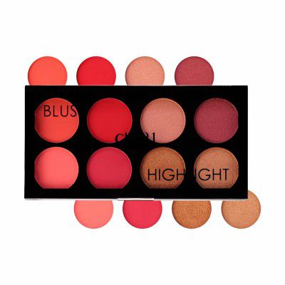 Glam21 Blush & Highlighter Palette|Silky Smooth Pigments for Long-Lasting Shimmer Glow | 21.5 gm - Chic -01