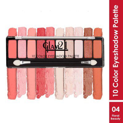 Glam21 Floral beauty 10 Color Eyeshadow Palette | Long-Lasting | Smudge Free | Long Wearing And Easily Blendable Eye Makeup Palette Matte, Shimmery And Metallic Finish Floral beauty