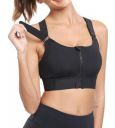 GLAMORAS Women Polyester Spandex High Impact Front Zip Sports Bra...