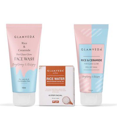 Glamveda Rice & Ceramide Combo Gift Pack | SLS, Paraben Free | All Skin Type