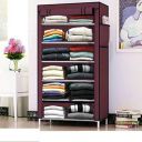 Glancestore Metal Wardrobe Organizer Storage Rack Clothes Cabinet, Bedroom Organiser with 6 Layer...