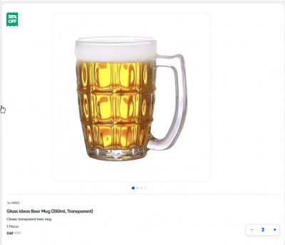 Glass ideas Beer Mug (350ml, Transparent)