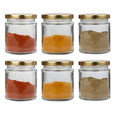 Glass jar Container Coming with Metal Golden Color Air Tight and Rust Proof Cap