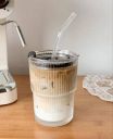 Coffee Cup Sipper Glass with Straw and lid Glass Tumbler (400 ml)...